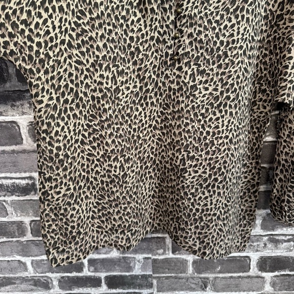 Garnet Hill blouse top shirt Brown leopard print 100% silk - Picture 6 of 12